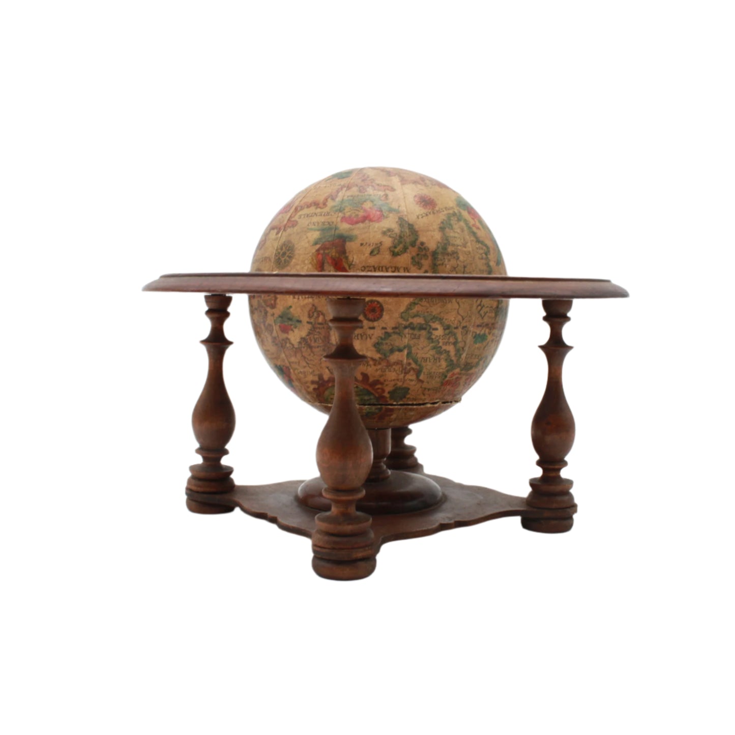 Small Vintage Italian Wooden Globe