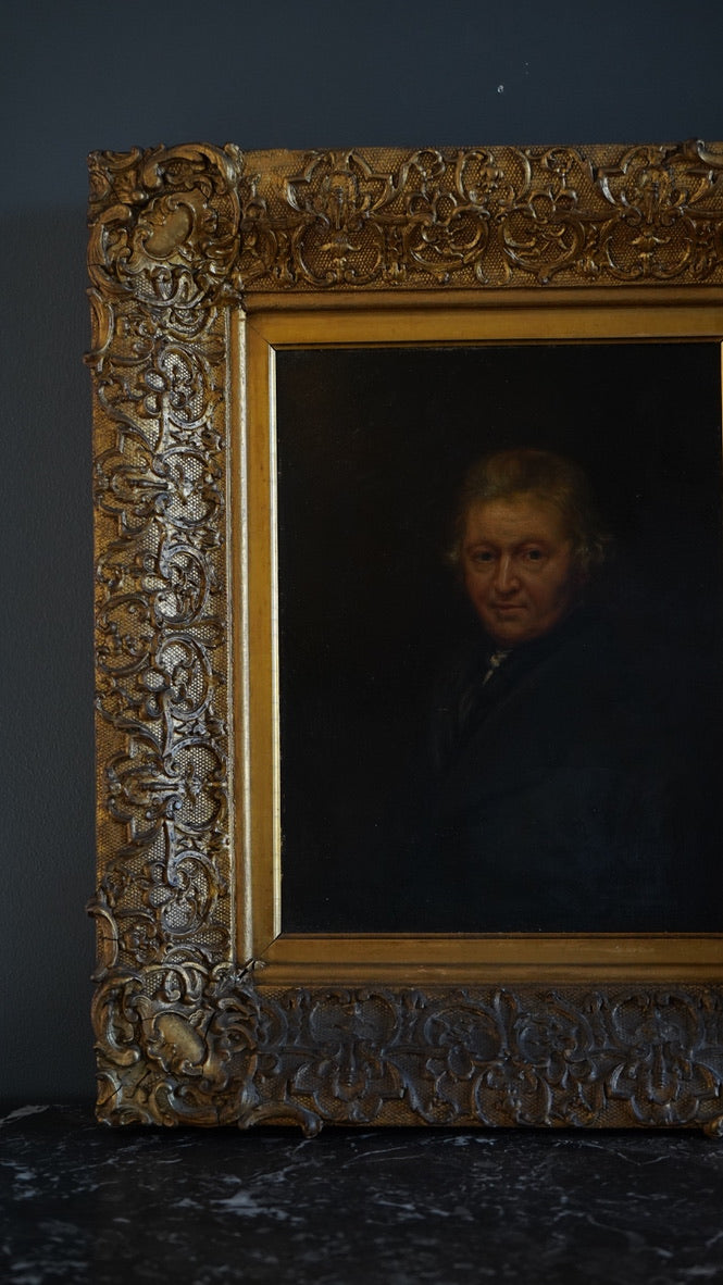 Antique English Portrait of Rev. Robert Clarke Caswall, after John Linnell, Oil on Board Painting