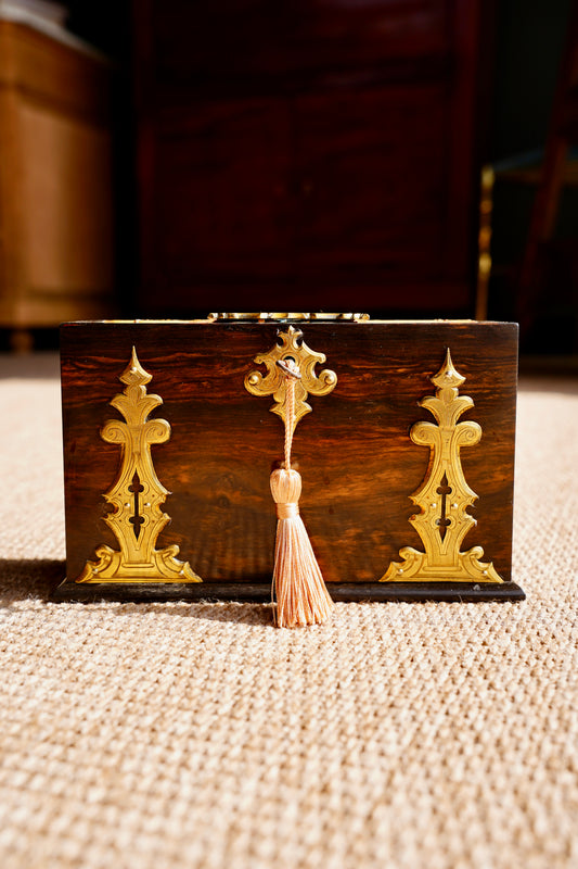 Antique Rosewood Spring Opening Stationery Box