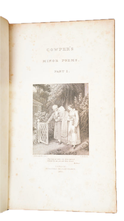 William Cowper Poems 3 Volumes John Sharpe 1825 Antique Calf Set