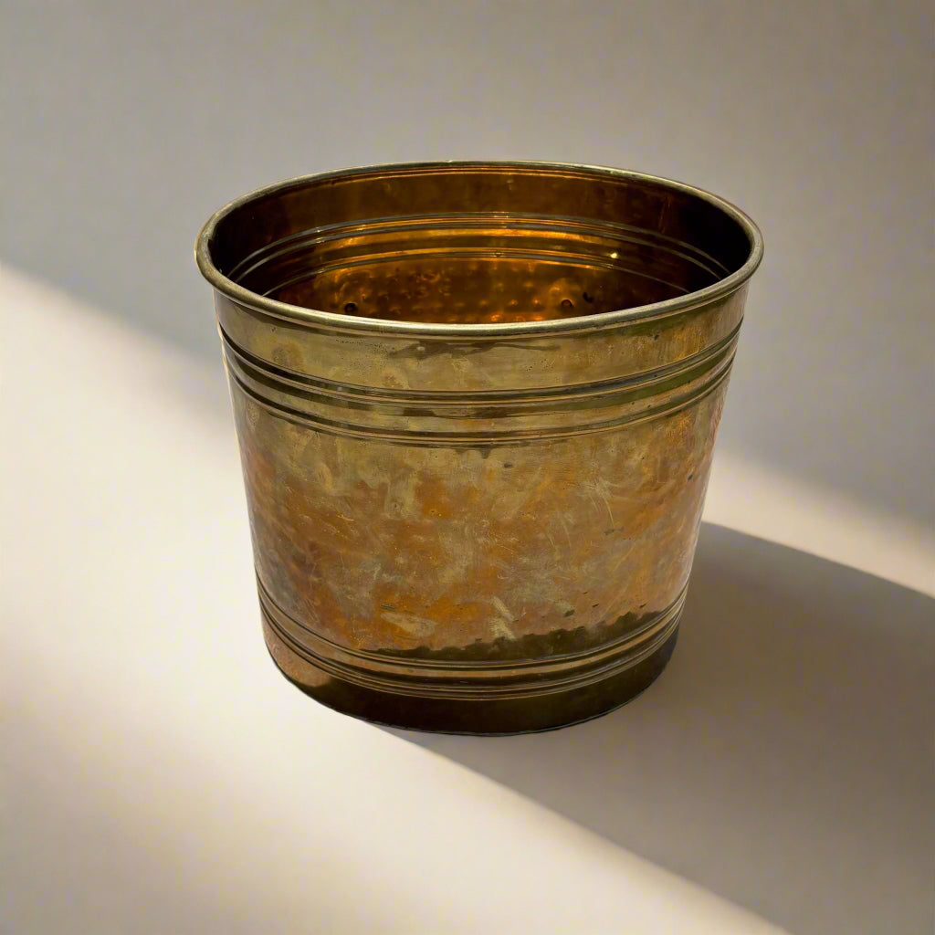 Vintage Brass Planter with Neoclassical Rope Design