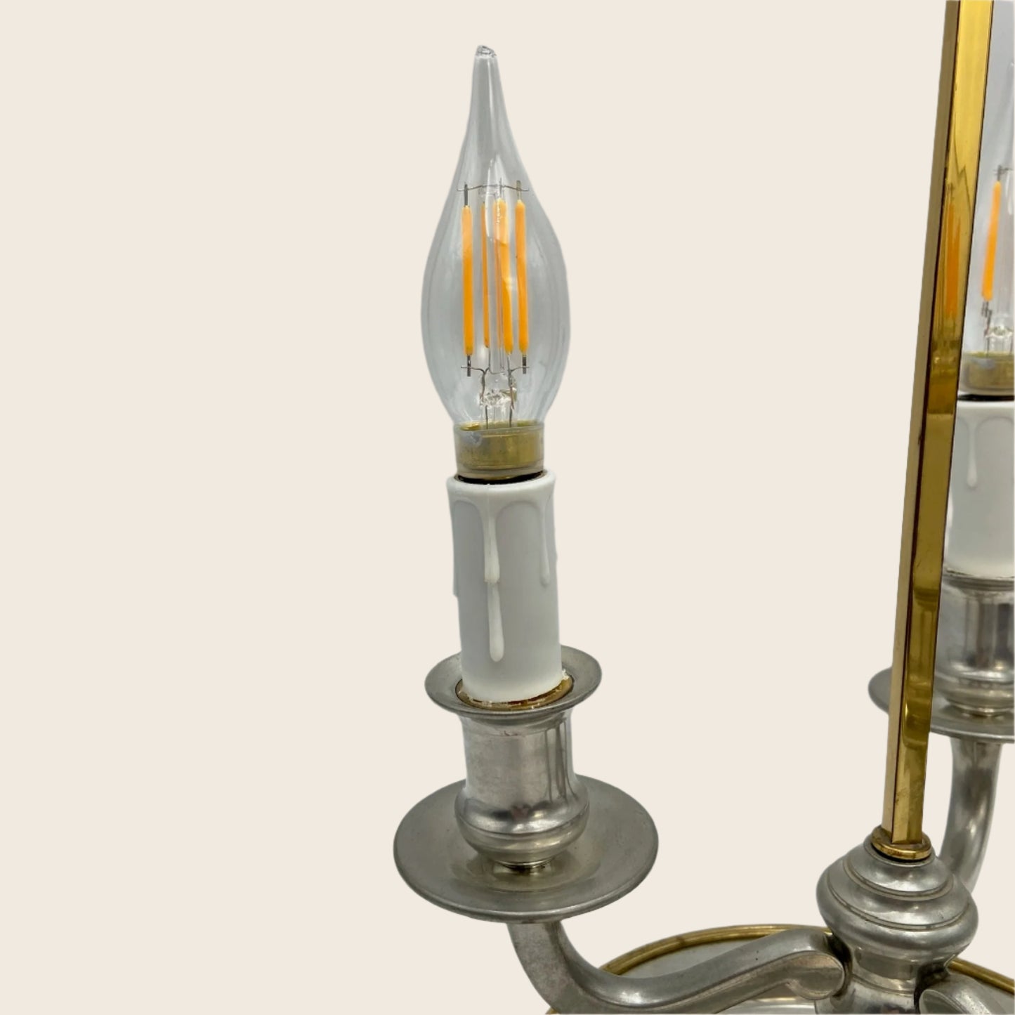 Vintage French Bouillotte Lamp with Maroon Metal Shade