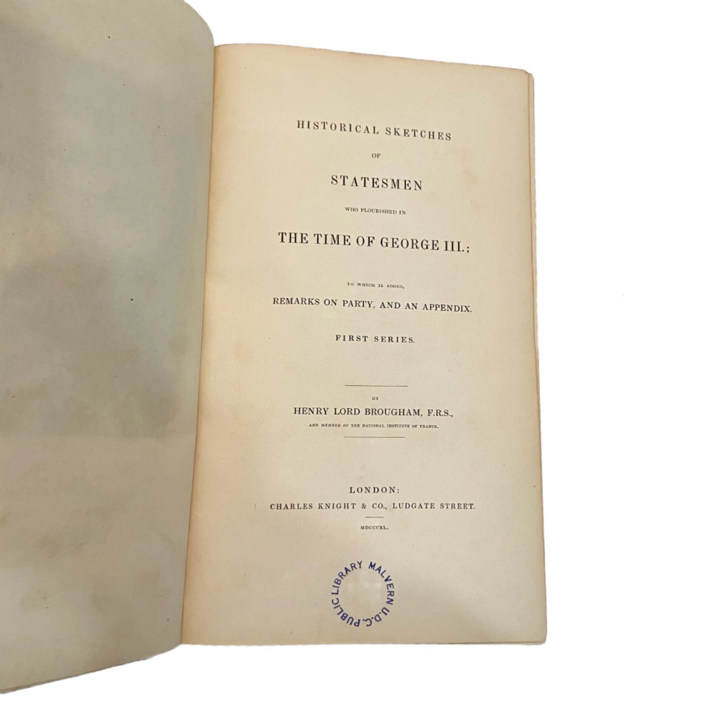 1840 Leather-Bound Political History Book — Statesmen of the Time of George III
