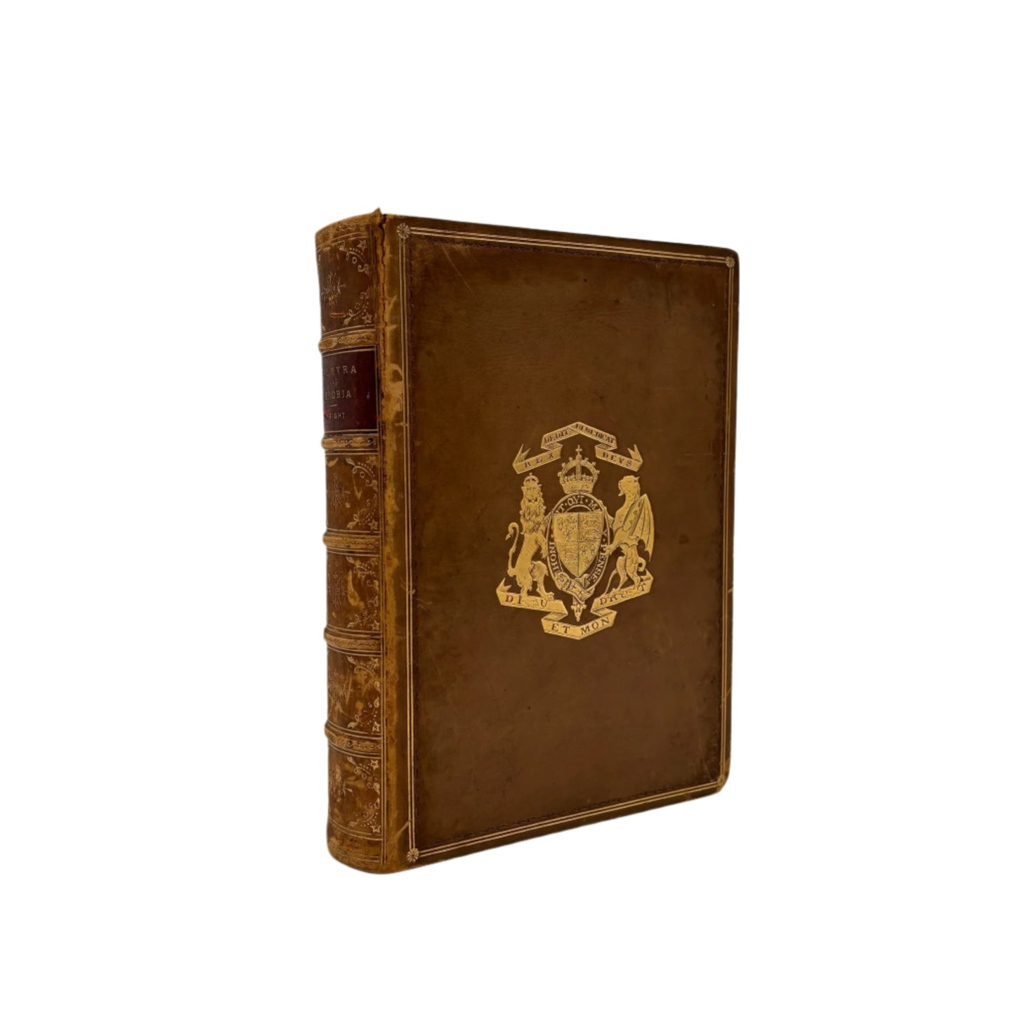 Antique History Book Palmyra and Zenobia by William Wright 1895 Full Calf Prize Binding with Royal Arms