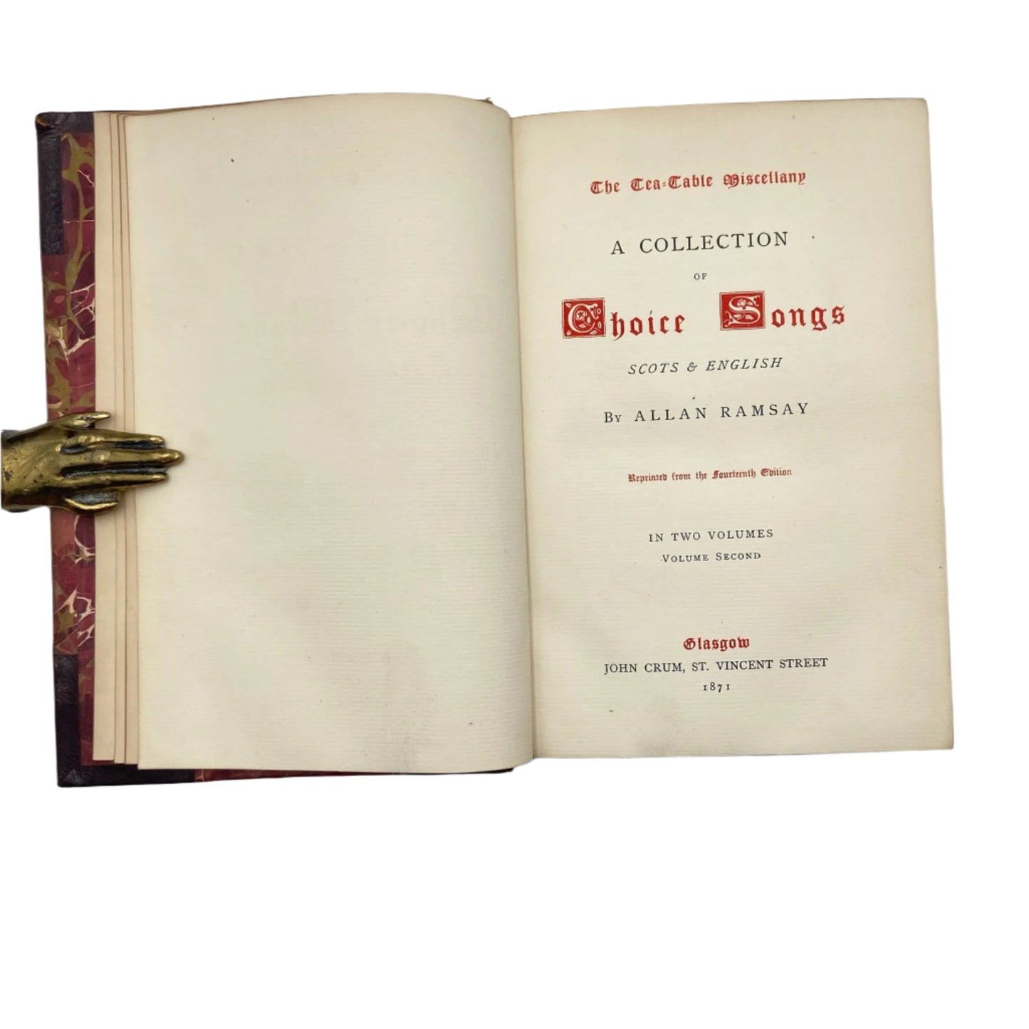 2 Volumes 1871 "A Collection of Choice Songs Scots & English" Purple Half Leather Book