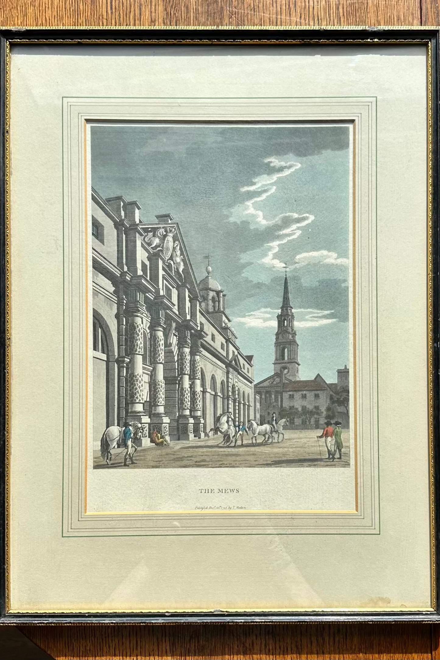 1794 "The Mews" Hand Colored Aquatint Print by Thomas Malton the Younger (1748-1804)