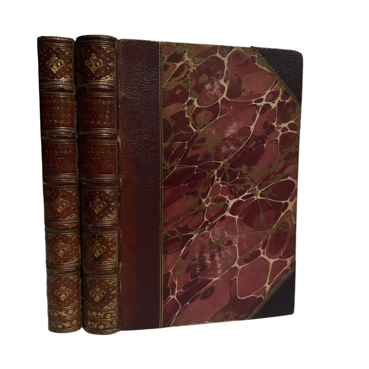 2 Volumes 1871 "A Collection of Choice Songs Scots & English" Purple Half Leather Book