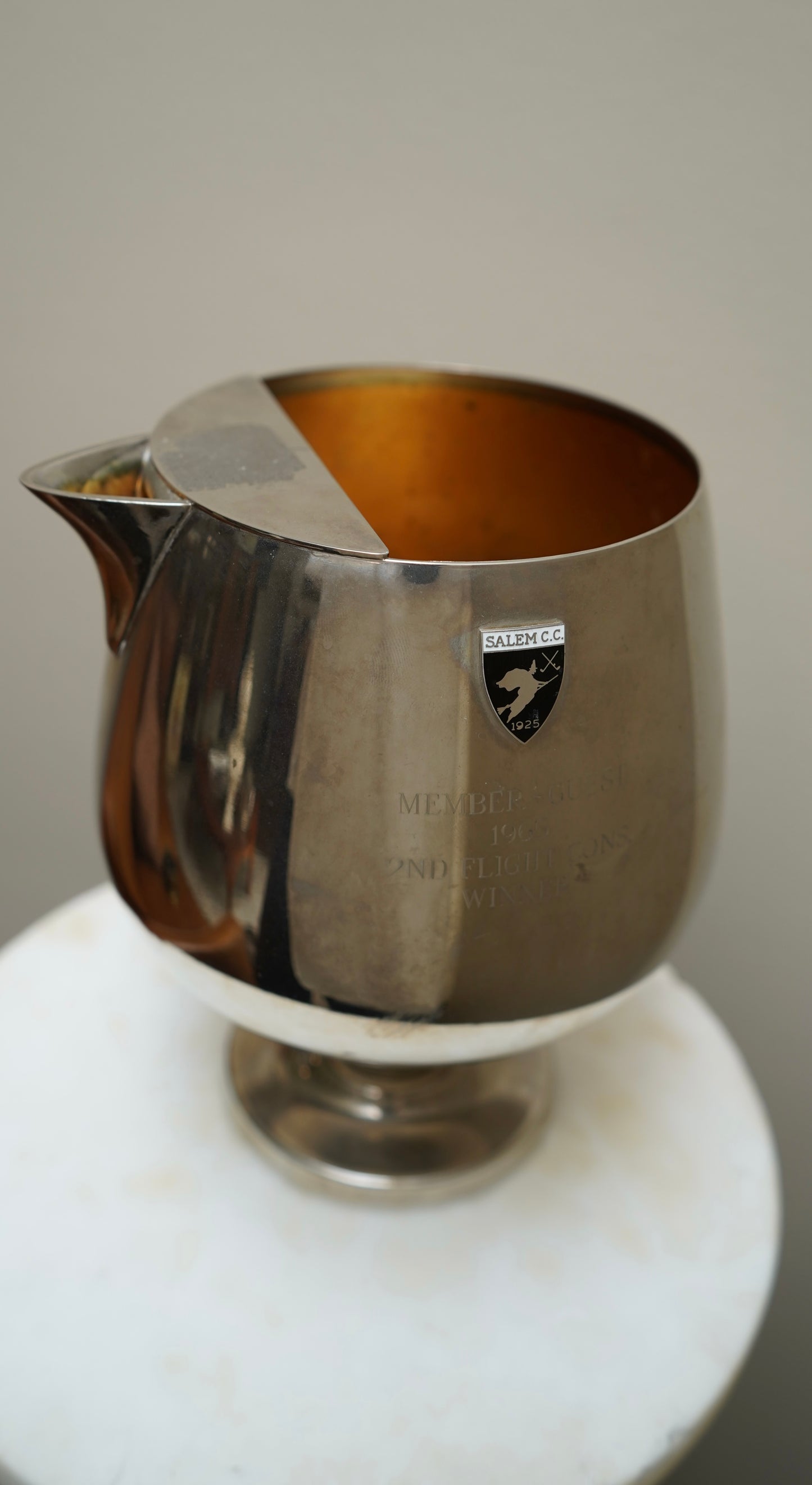 1965 Salem C.C. Silver Plated Trophy Pitcher Ice Bucket by E.B. Co., Boston
