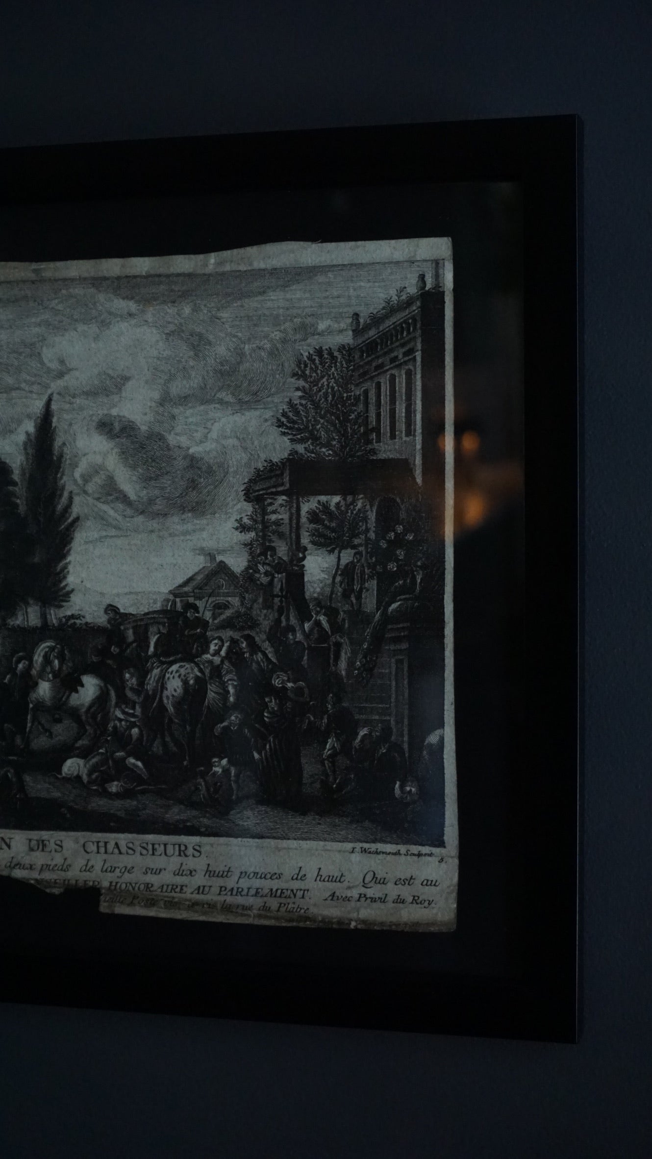 Antique French Engraving “Le Bouton des Chasseurs” After Philips Wouwerman