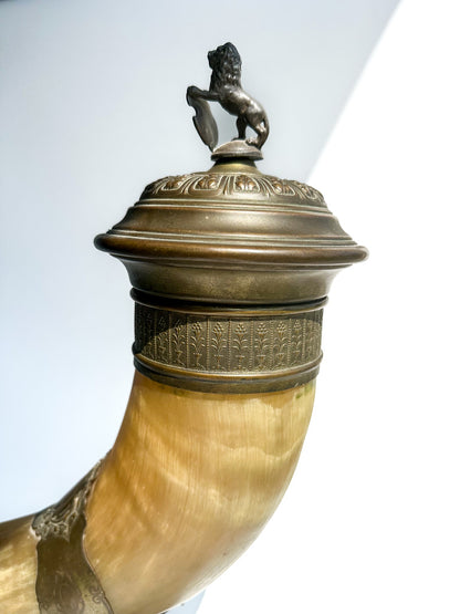 Antique Ceremonial Drinking Horn – A Timeless Trophy from 1895