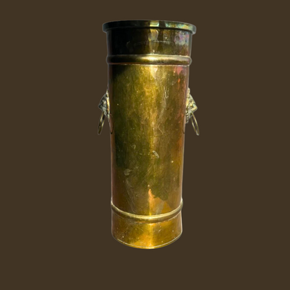 Antique Austro-Hungarian Brass Umbrella Stand with Double-Headed Eagle Emblem, Circa 1900