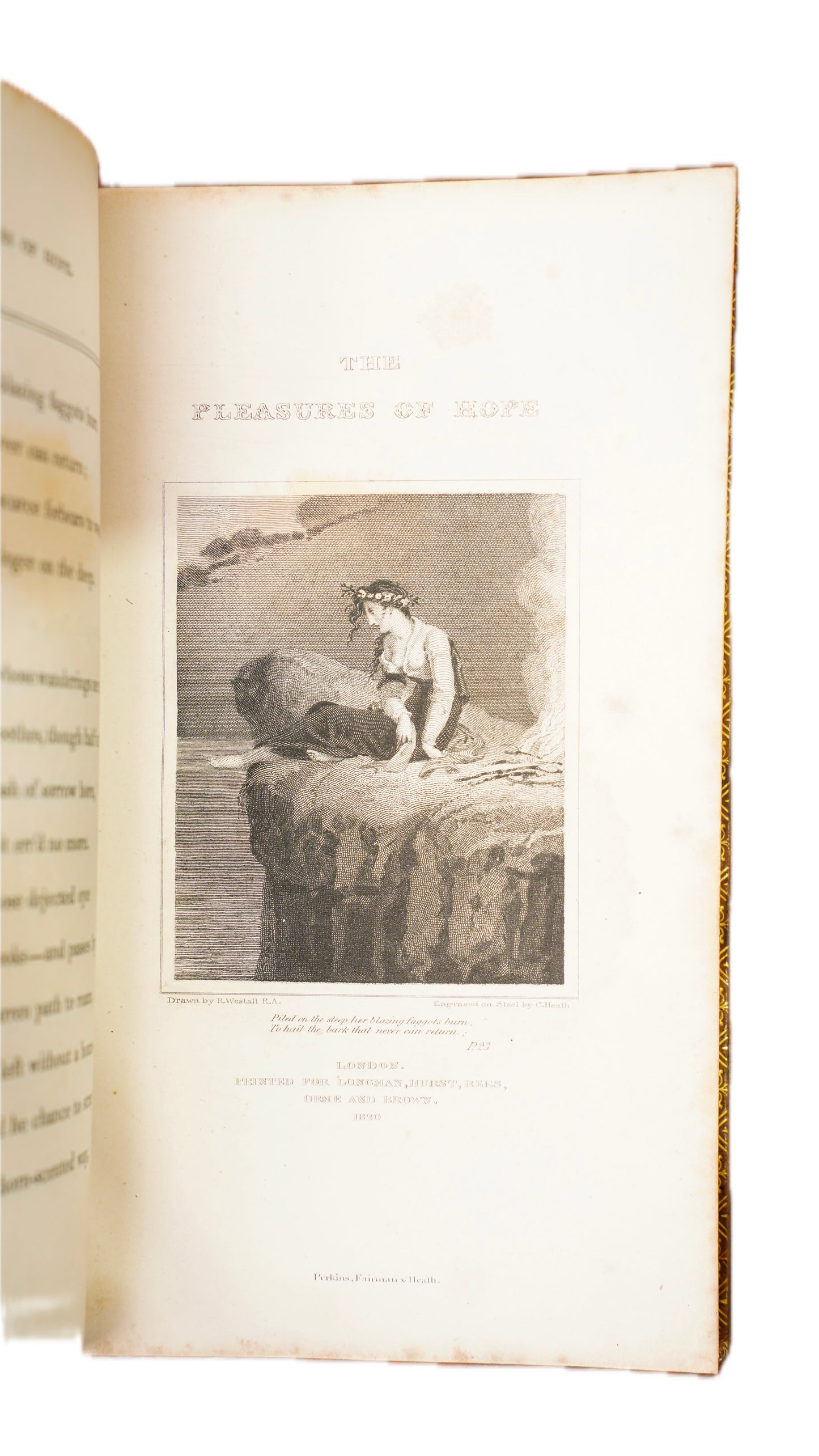 Antique 1822 Thomas Campbell Pleasures of Hope Full Calf Gilt Poetry