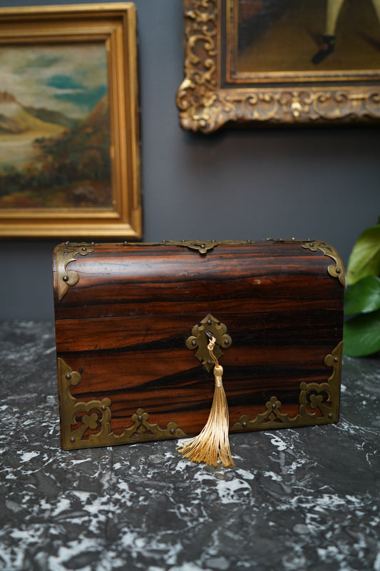 Antique Georgian Rosewood Domed Tea Caddy with Brass Mounts, Circa 1820-1830