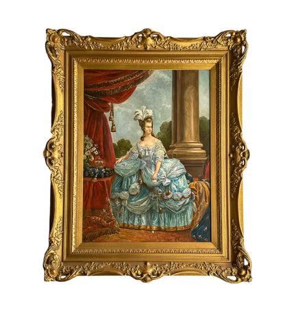 19th Century Portrait of Marie Antoinette, Oil on Board Painting