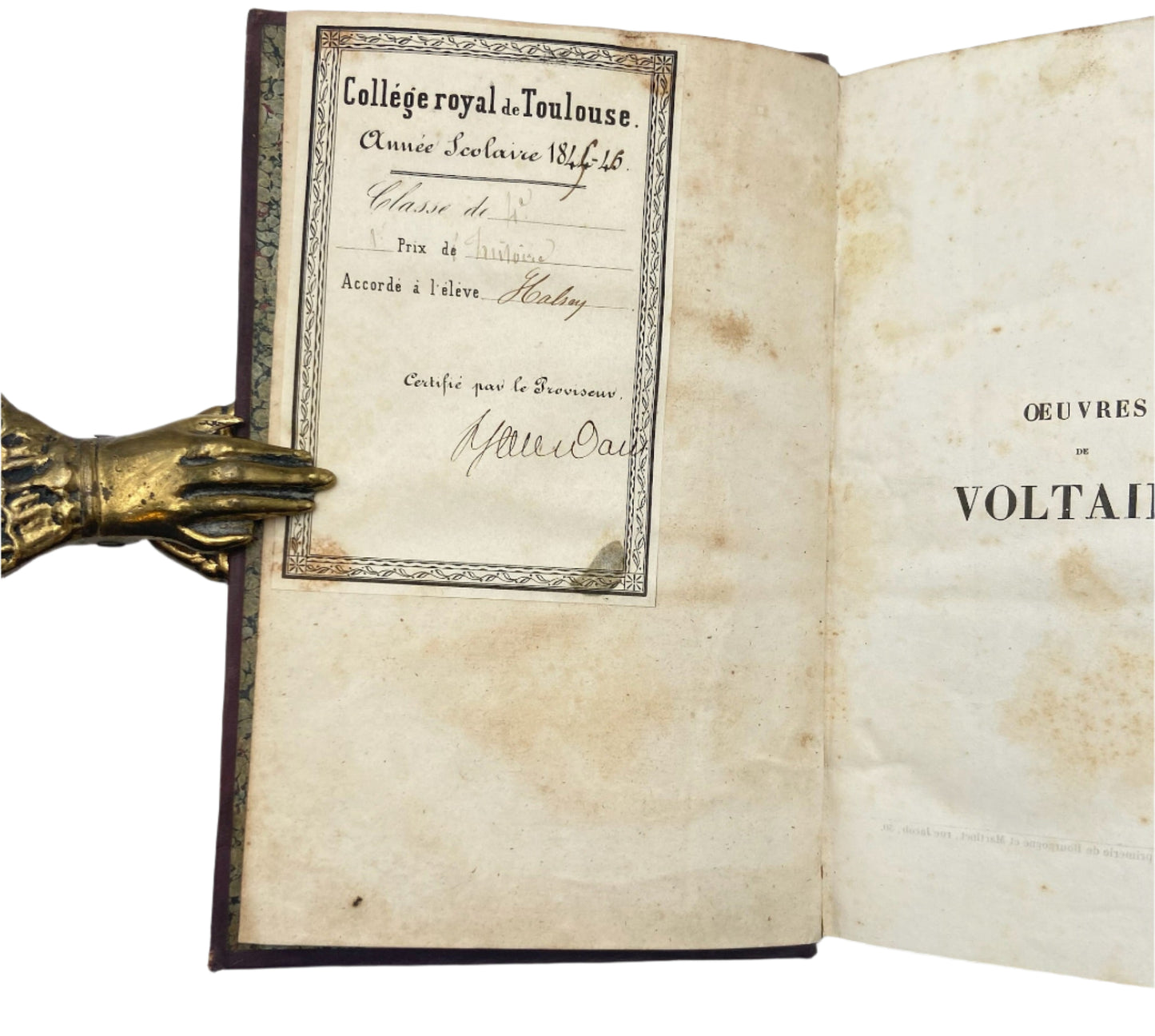 1844 "Oeuvres de Voltaire"  Full Leather Book