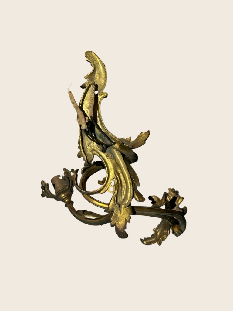 Antique French Rococo Gilt Bronze Wall Sconces (Pair) | Antique French Bronze Wall Lighting