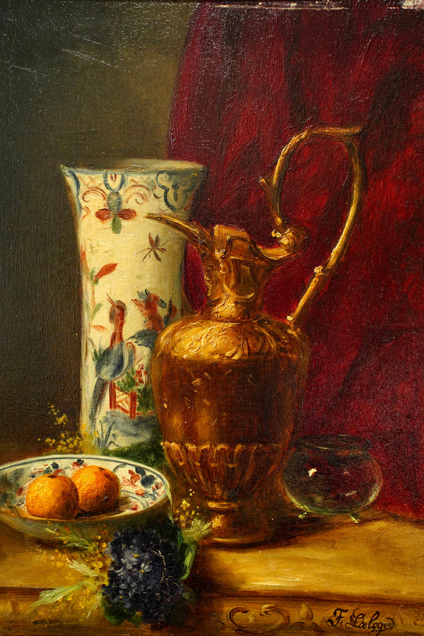 Antique French Oil Painting Still Life, Signed secondary view