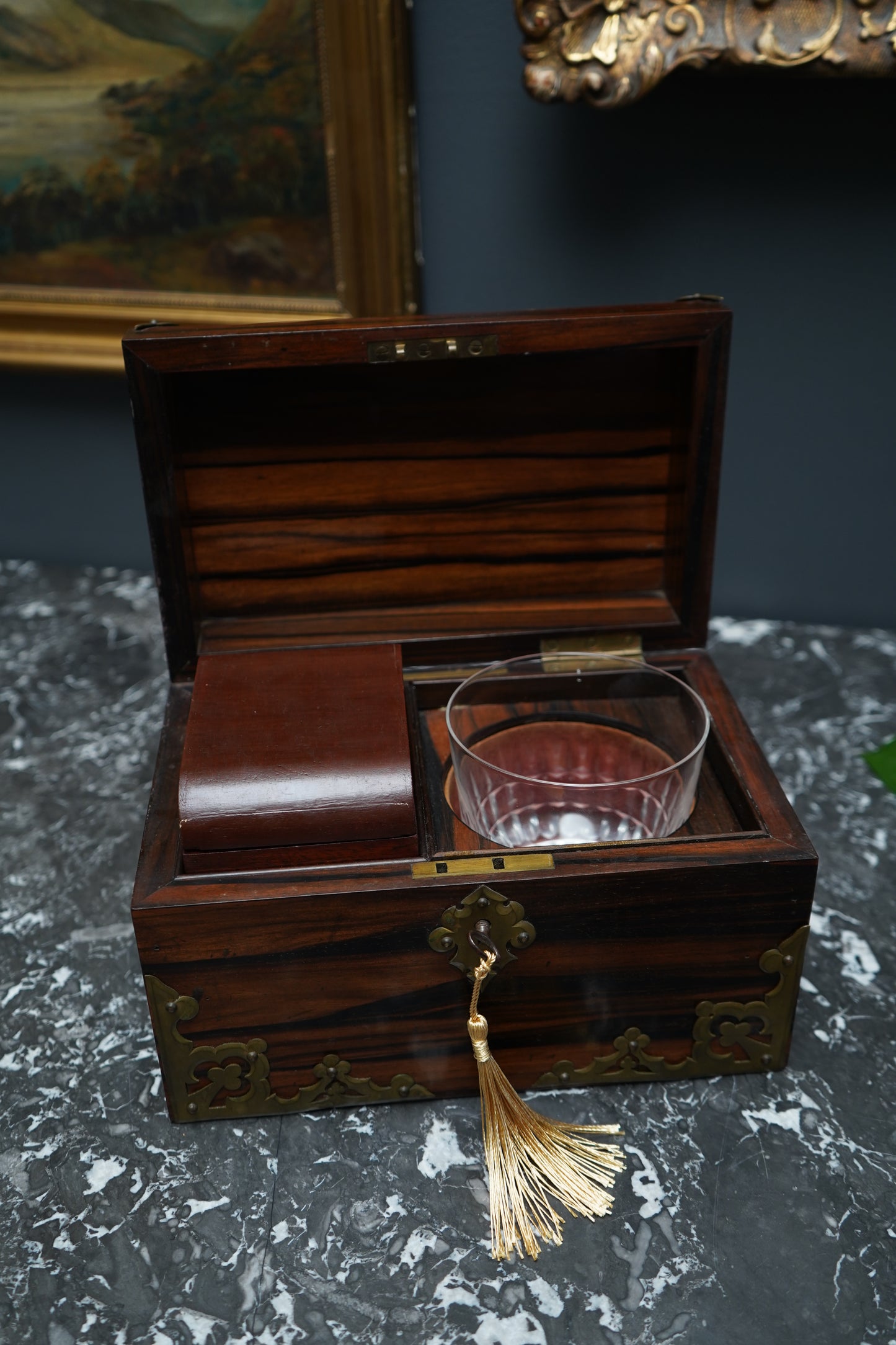Antique Georgian Rosewood Domed Tea Caddy with Brass Mounts, Circa 1820-1830