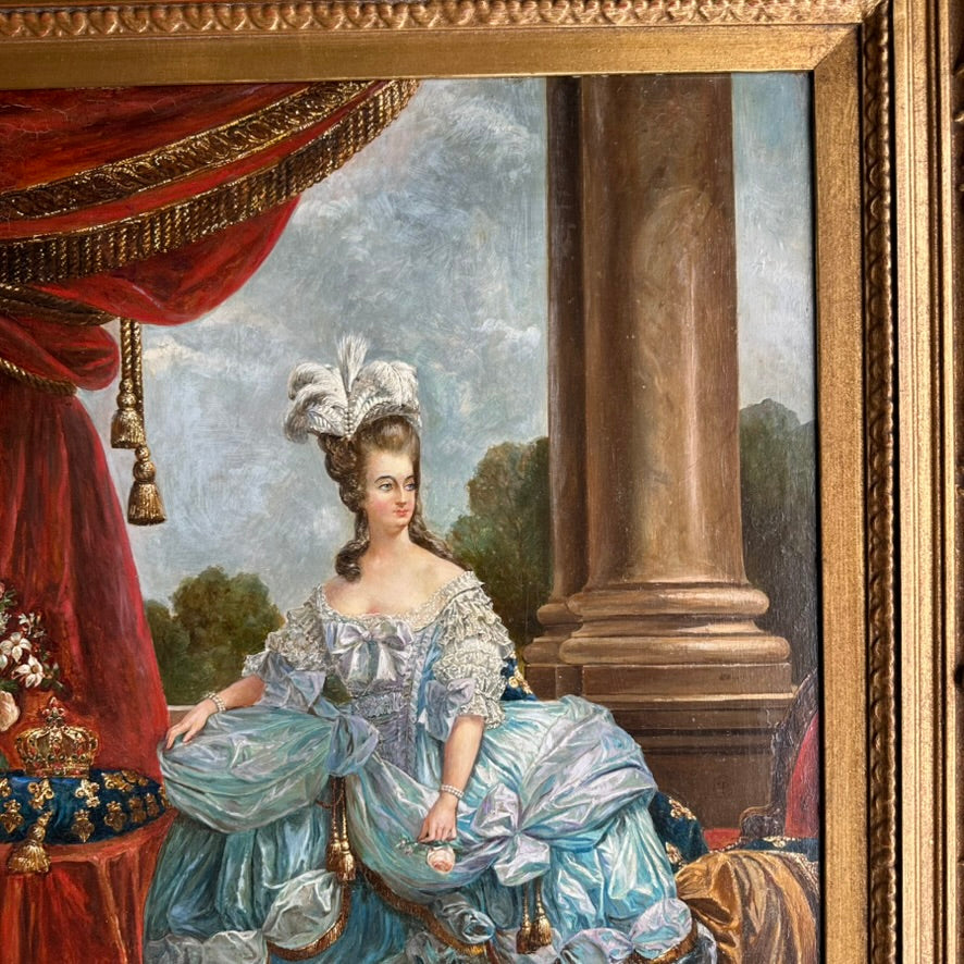 19th Century Portrait of Marie Antoinette, Oil on Board Painting