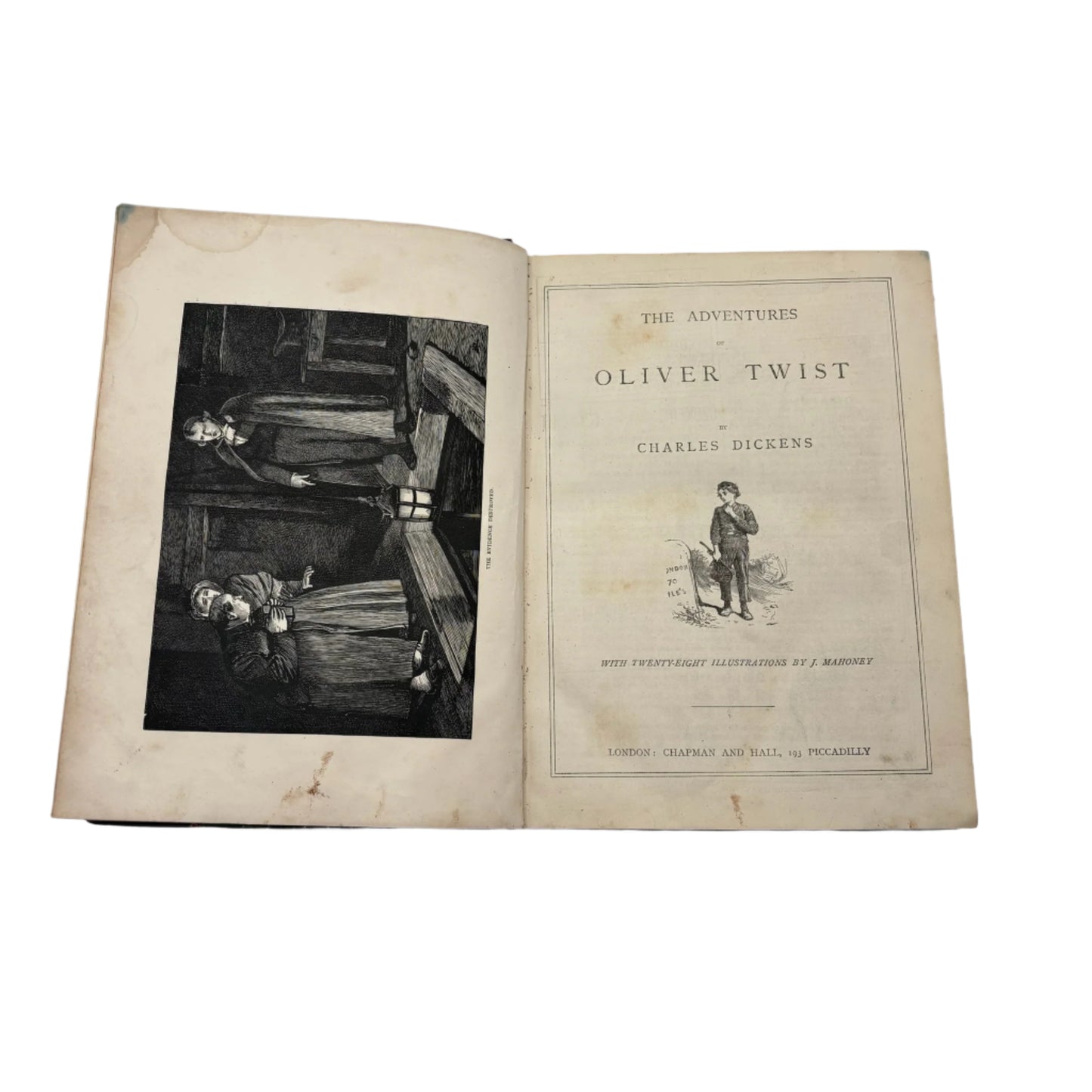 Antique Dickens Literature Book Oliver Twist and Martin Chuzzlewit Victorian Illustrated Edition