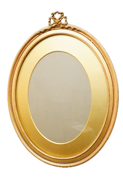 Antique English Oval Gilded Wood Frame Ribbon Bow Crest