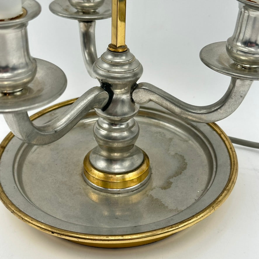 Vintage French Bouillotte Lamp with Maroon Metal Shade