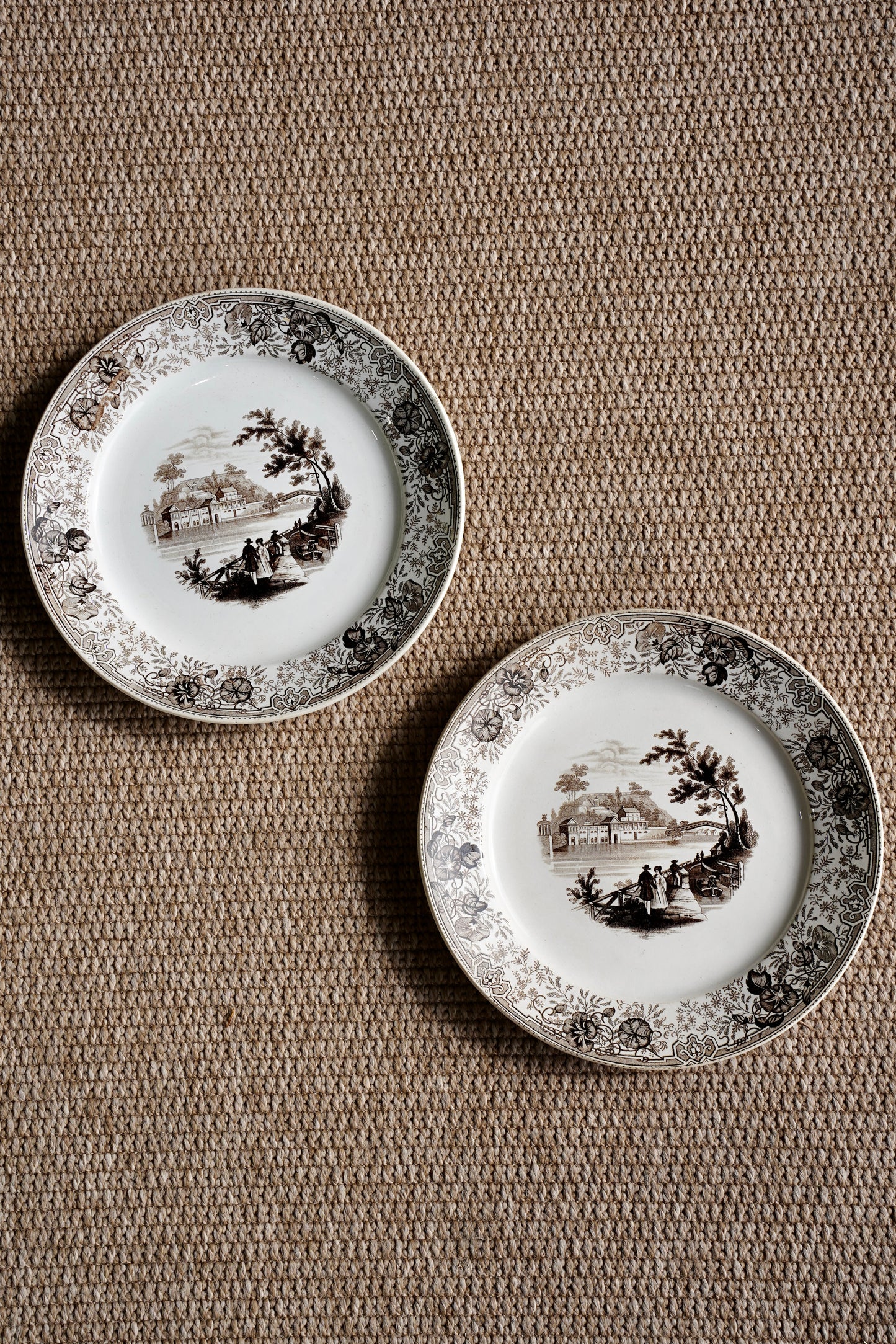 Antique Staffordshire Brown Transferware Plate