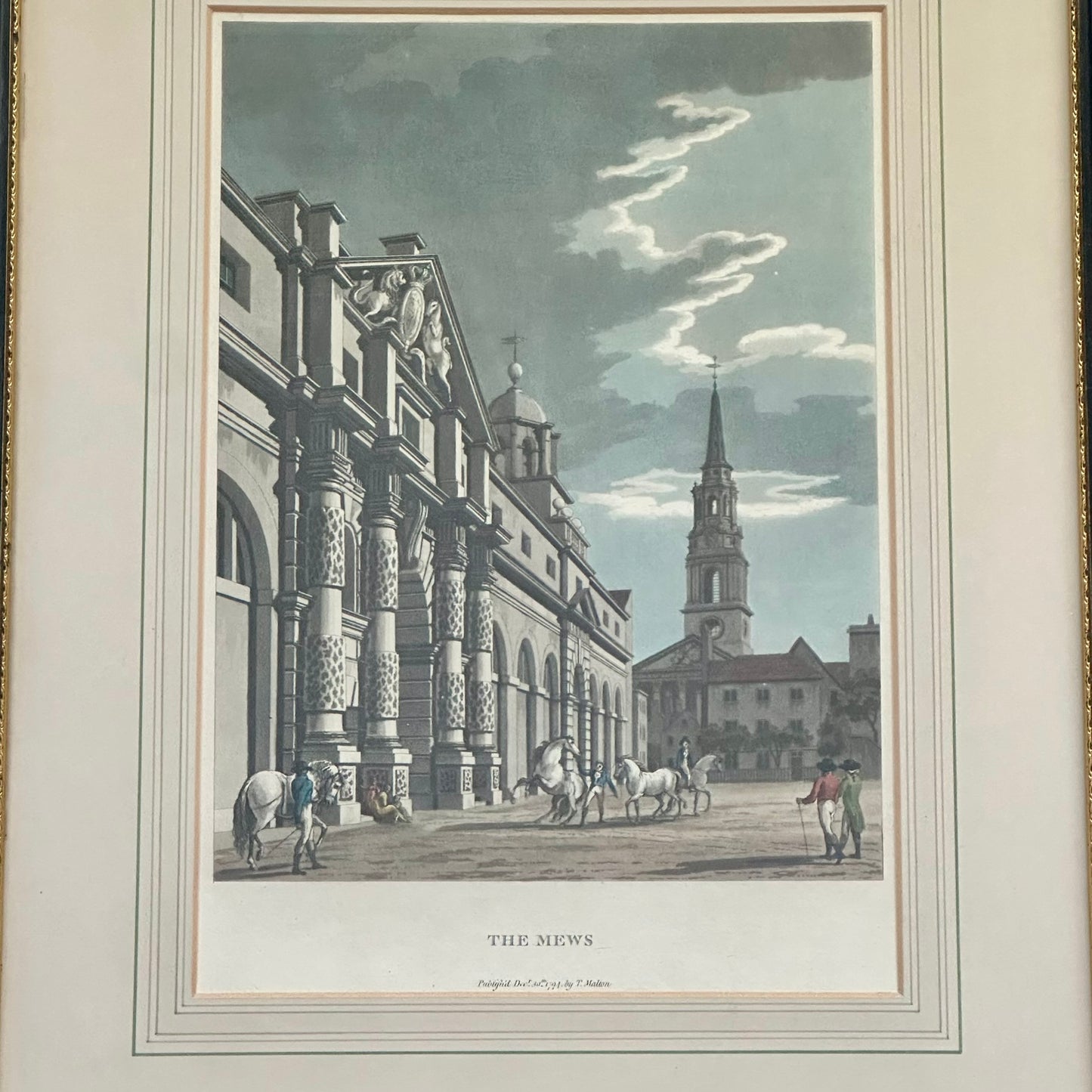 1794 "The Mews" Hand Colored Aquatint Print by Thomas Malton the Younger (1748-1804)