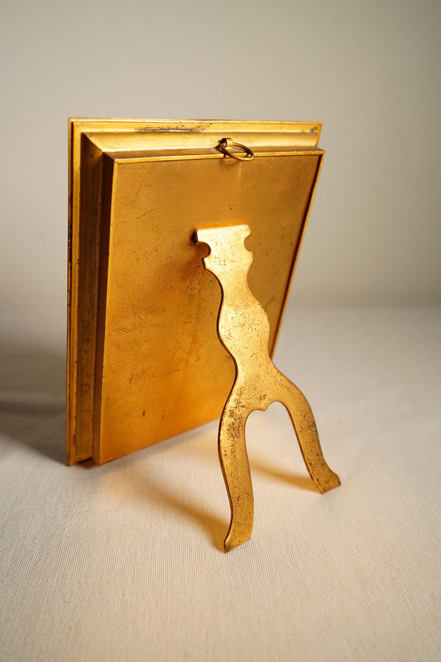 Parisian Gilt Brass and Cobalt Enamel Photograph Frame, Early 20th Century