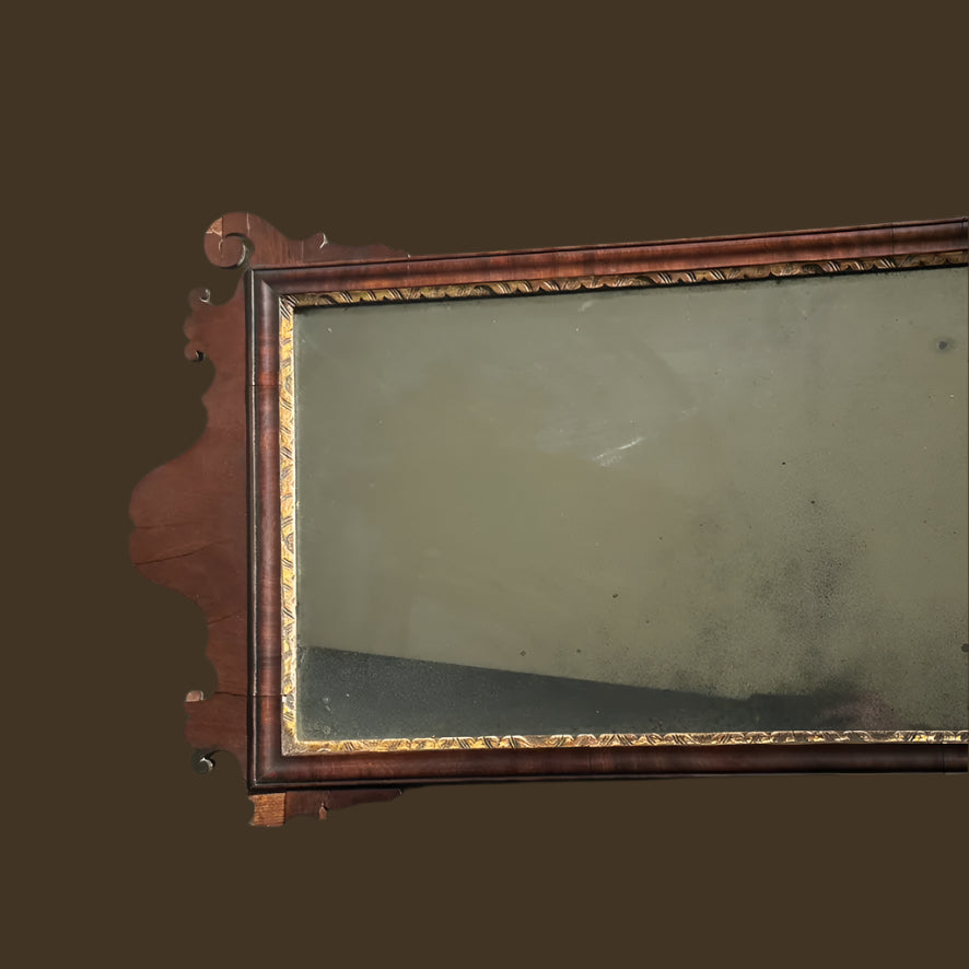 Early 19th Century Federal-Chippendale Style Wall Mirror with Mahogany Veneer and Gilt Details