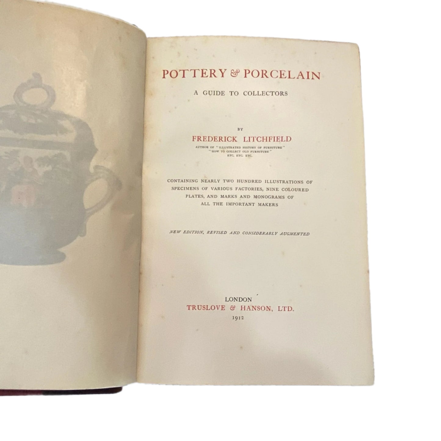 1912 Pottery and Porcelain Antique Art Reference Book with Color Plates by Frederick Litchfield