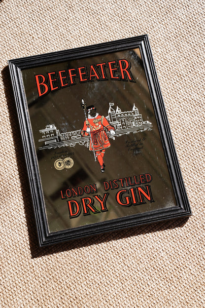 Vintage Beefeater Dry Gin Advertising Bar Mirror