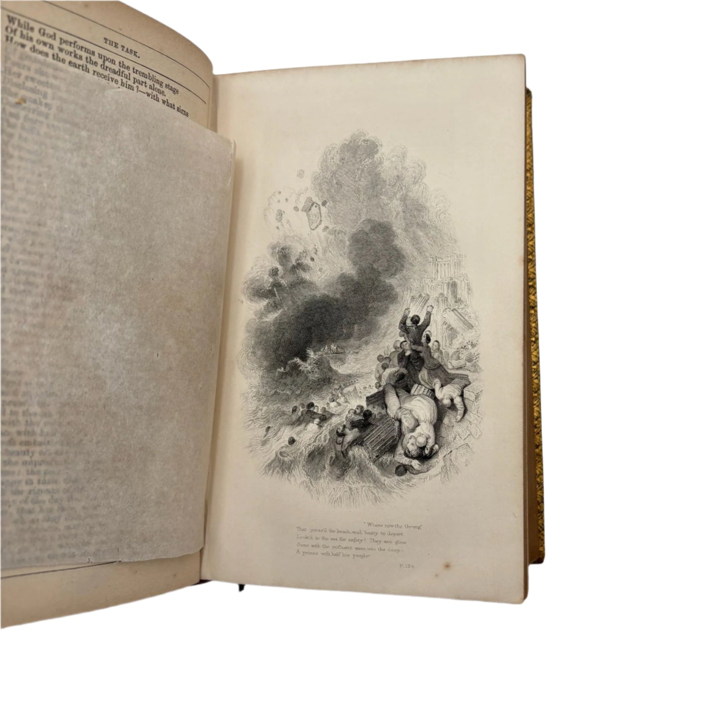 Antique Poetry Book The Complete Poetical Works of William Cowper Victorian Green Morocco Leather Binding c1853