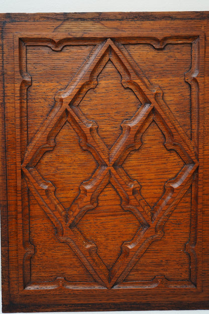Antique English Jacobean Revival Carved Oak Panel