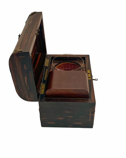 Antique Georgian Rosewood Domed Tea Caddy with Brass Mounts, Circa 1820-1830