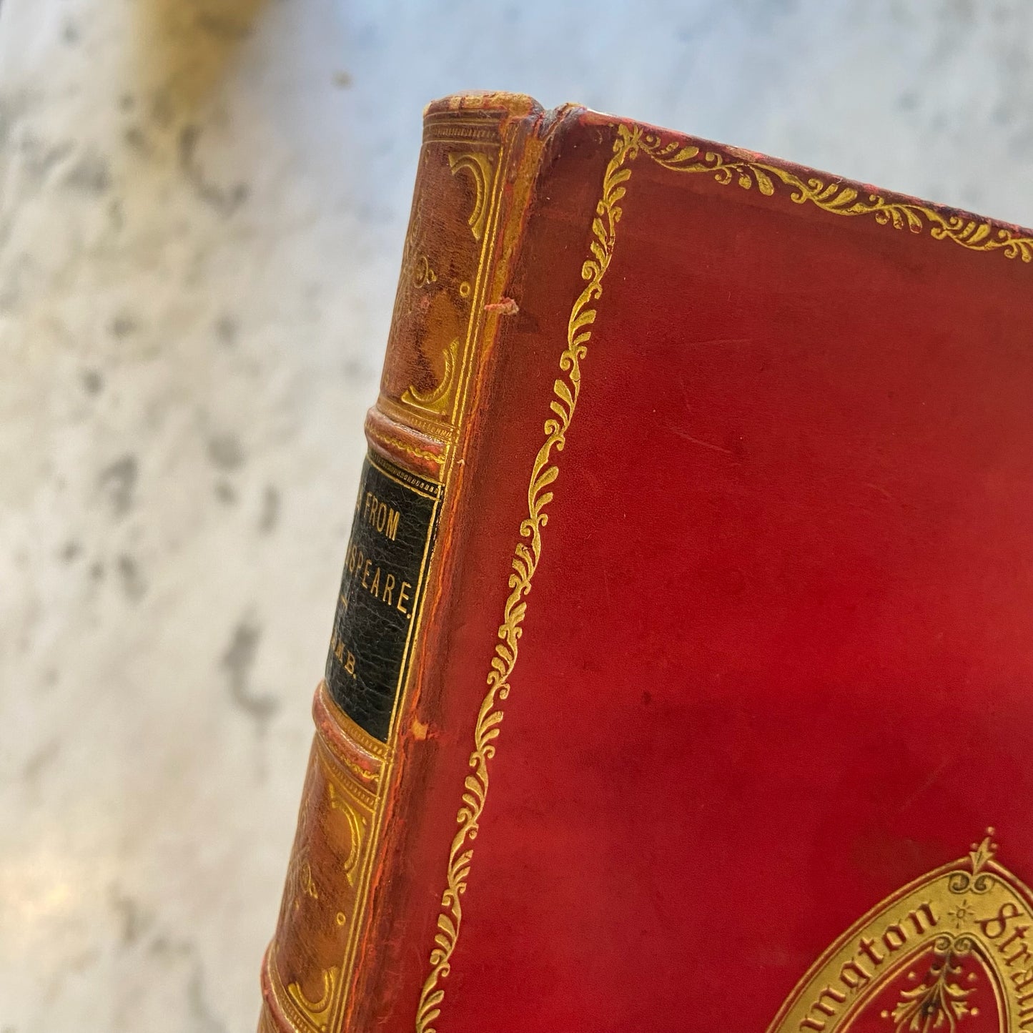 1890 "Tales from Shakespeare" Red Full Leather Prize Binding Book