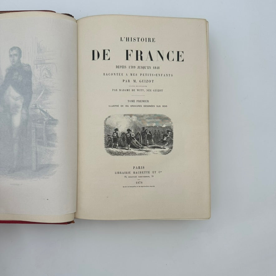 Complete in Two Volumes 1878 "History of France" French Full Leather Books