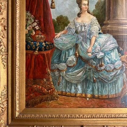 19th Century Portrait of Marie Antoinette, Oil on Board Painting