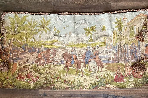 Antique Vintage Middle-Eastern Hunt Belgian Wall Tapestry