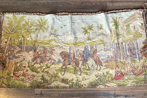 Antique Vintage Middle-Eastern Hunt Belgian Wall Tapestry