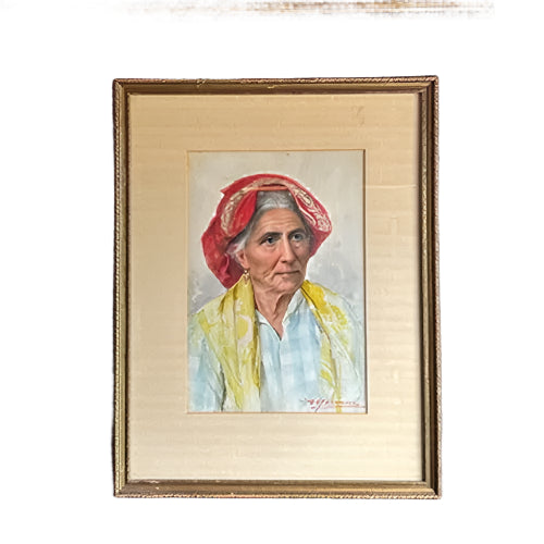 Watercolor Painting "Portrait of an Italian Woman" by Augusto Moriani