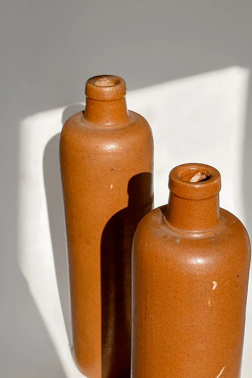 Antique 19th Century Salt-Glazed Stoneware Bottle with Maker’s Mark