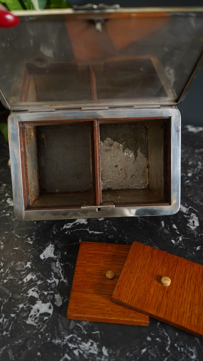 Antique English Oak and Silver-Plated Twin Tea Caddy | John Grinsell & Sons, c.1895–1910