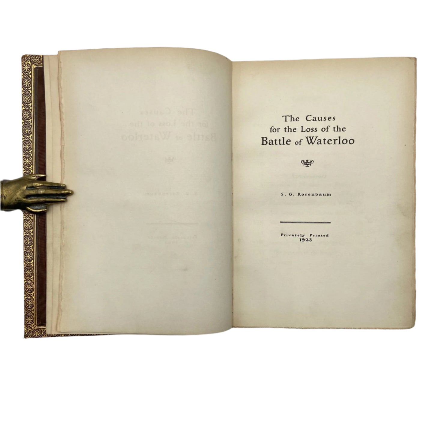 1923 "The Causes for the Loss of the Battle of Waterloo" Fine Binding, Full Leather Book