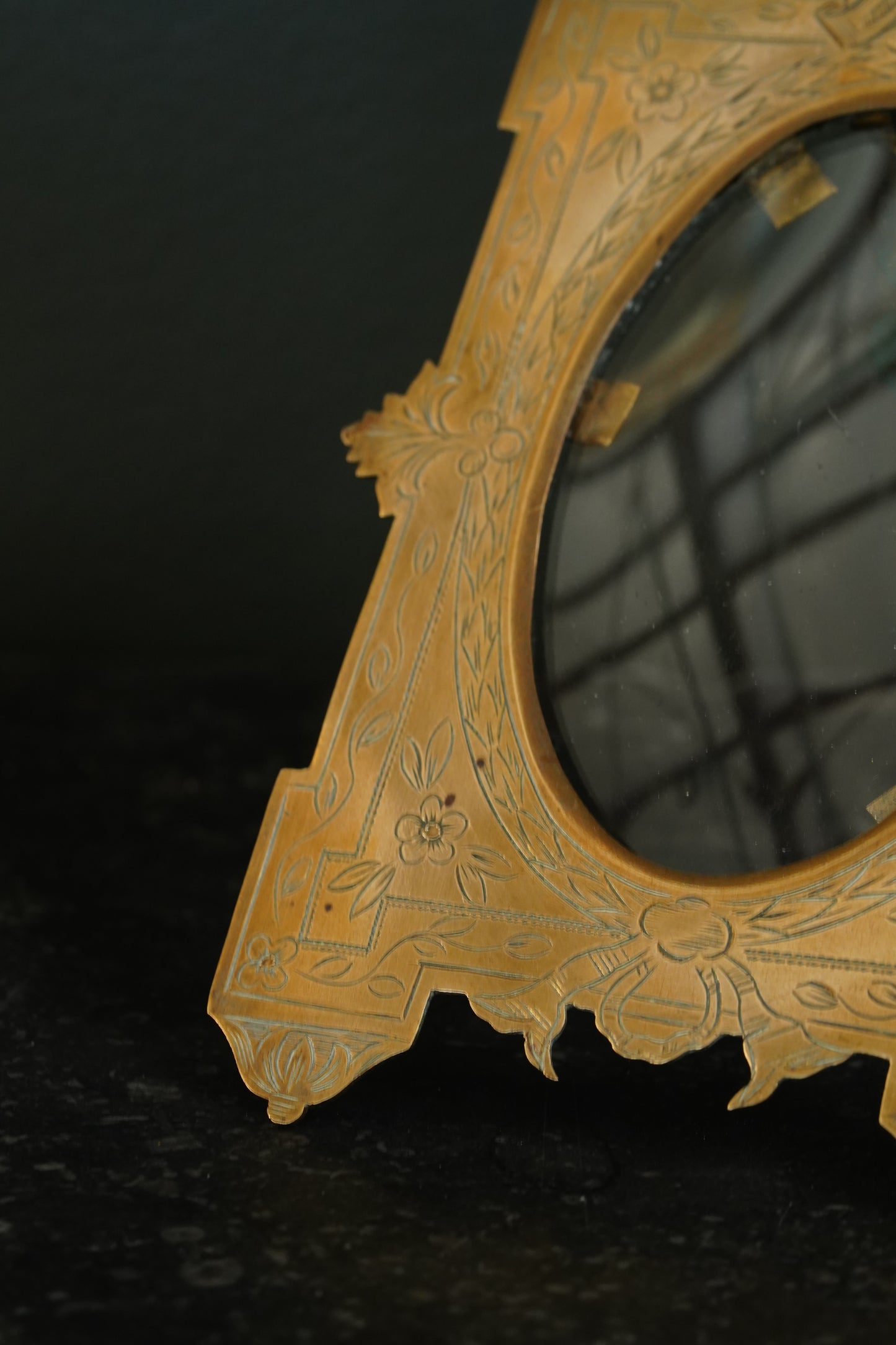 Antique Aesthetic Movement Brass Picture Frame