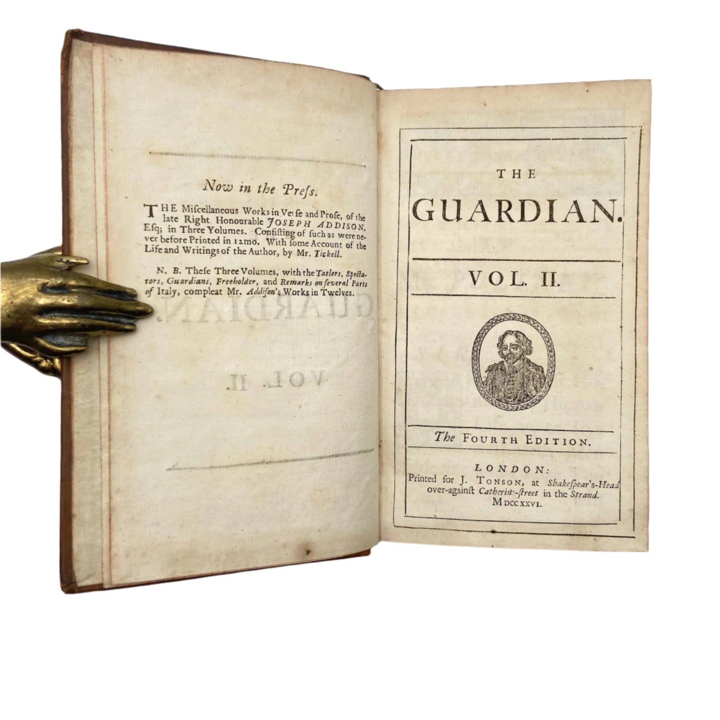 2 Volumes 1726 "The Guardian" Brown Full Leather Books