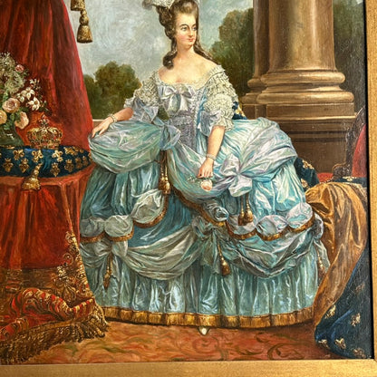 19th Century Portrait of Marie Antoinette, Oil on Board Painting