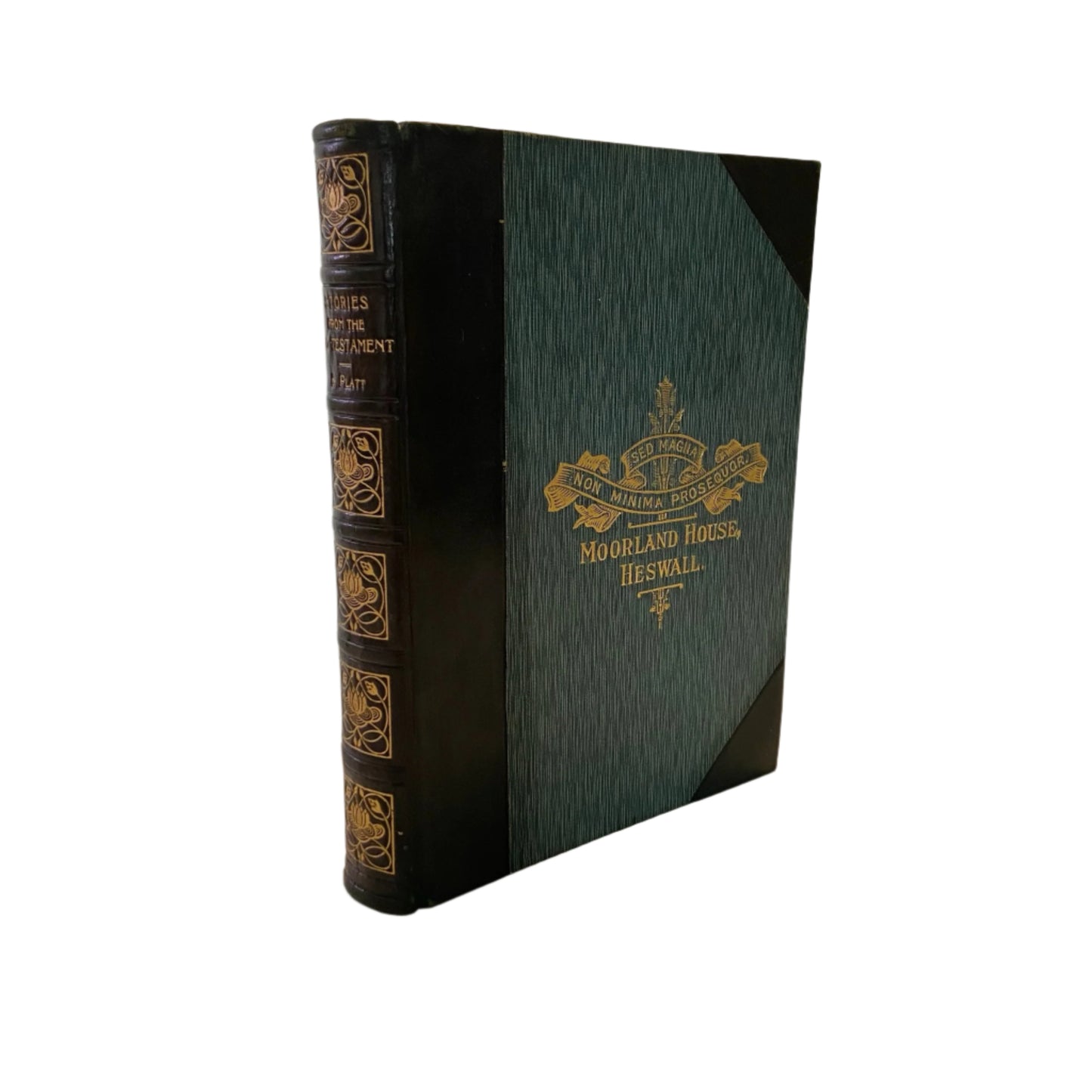 1908 Stories from the Old Testament by S. Platt, Religious Gift Book with Gilt Moorland House Prize Binding and Art Nouveau Spine