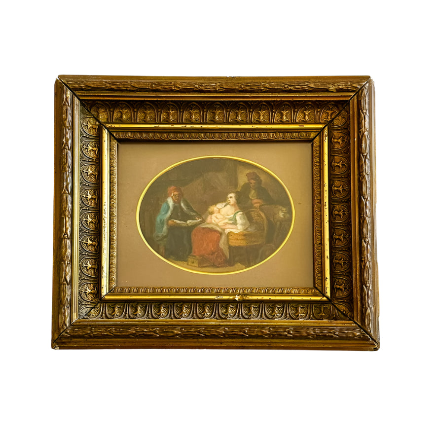 Early Victorian Miniature Oil Painting – In the Style of George Cattermole