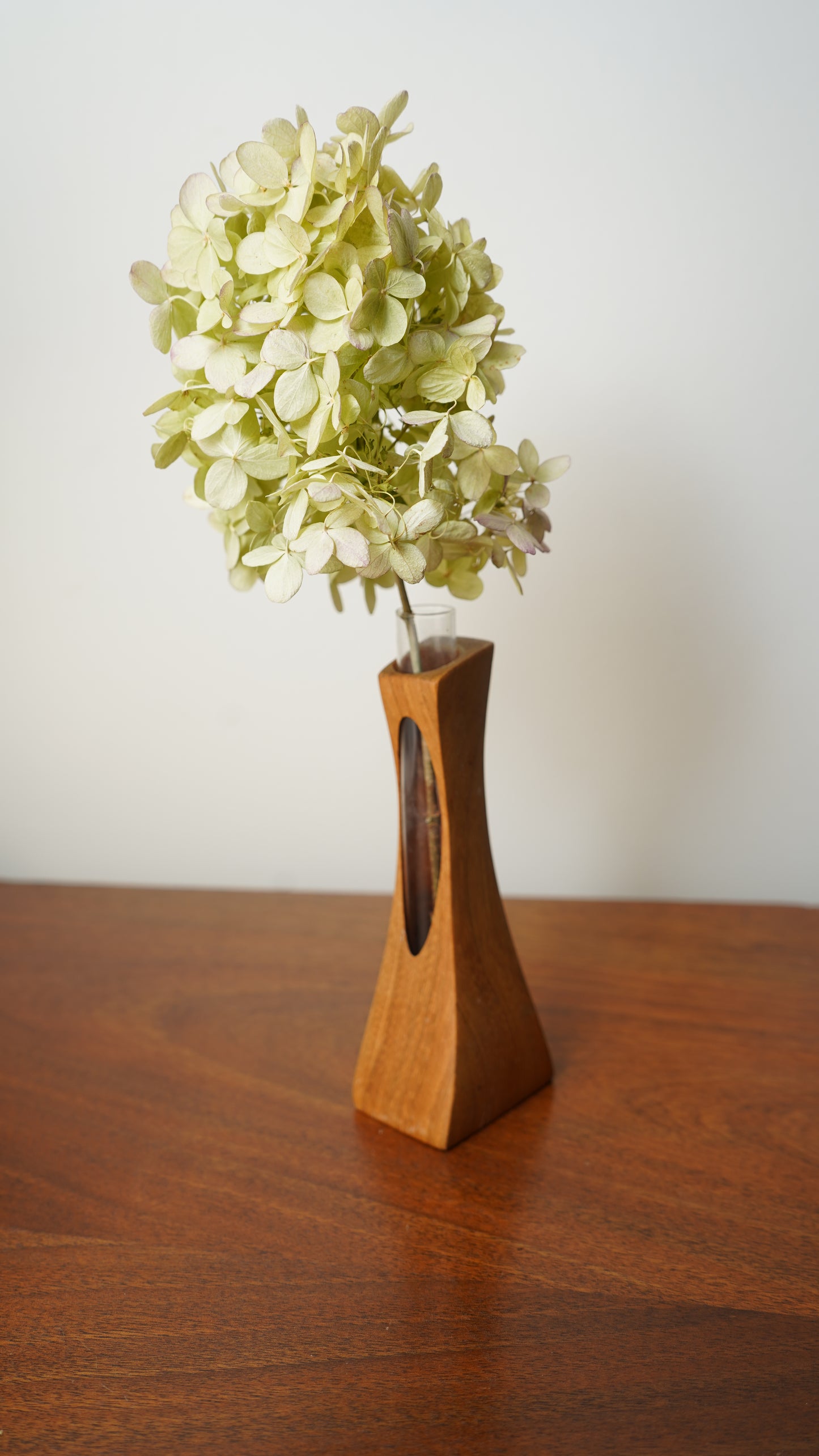 Mid-Century Modern Teak & Glass Bud Vase | Scandinavian Design, 1960s